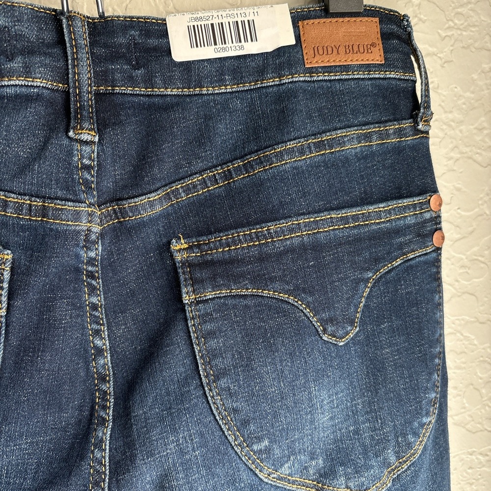 Judy Blue Womens Jeans 11/30 Dark Wash Blue High Rise Skinny Fit‎ Raw Hem NWT - Picture 9 of 15
